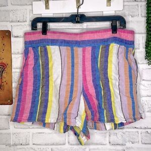 Nordstrom BP Rainbow Striped Linen Lounge Shorts Size Large Boho